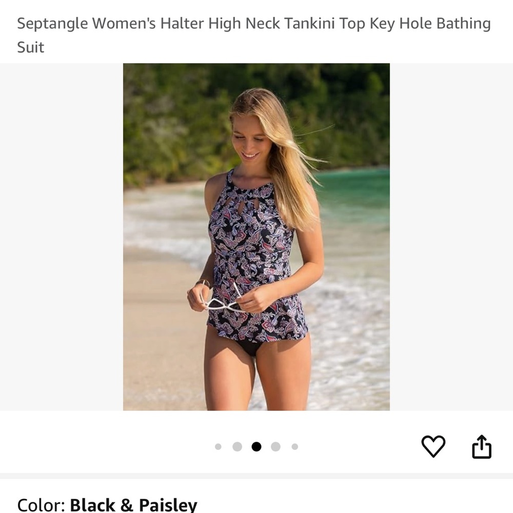 Floral High Neck Tankini Top Keyhole Bathing Suit with high waisted rouged bott